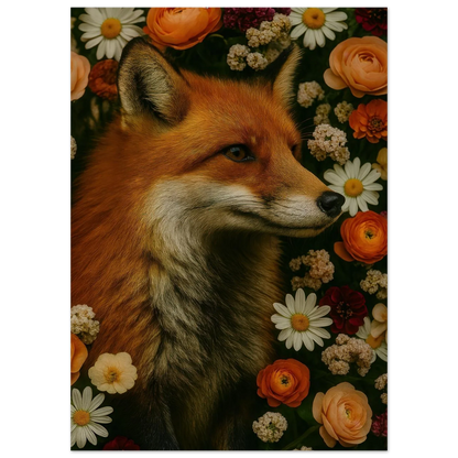 Djur: Blomsterfox – Förtrollande Rävkonsttryck i Levande Färger