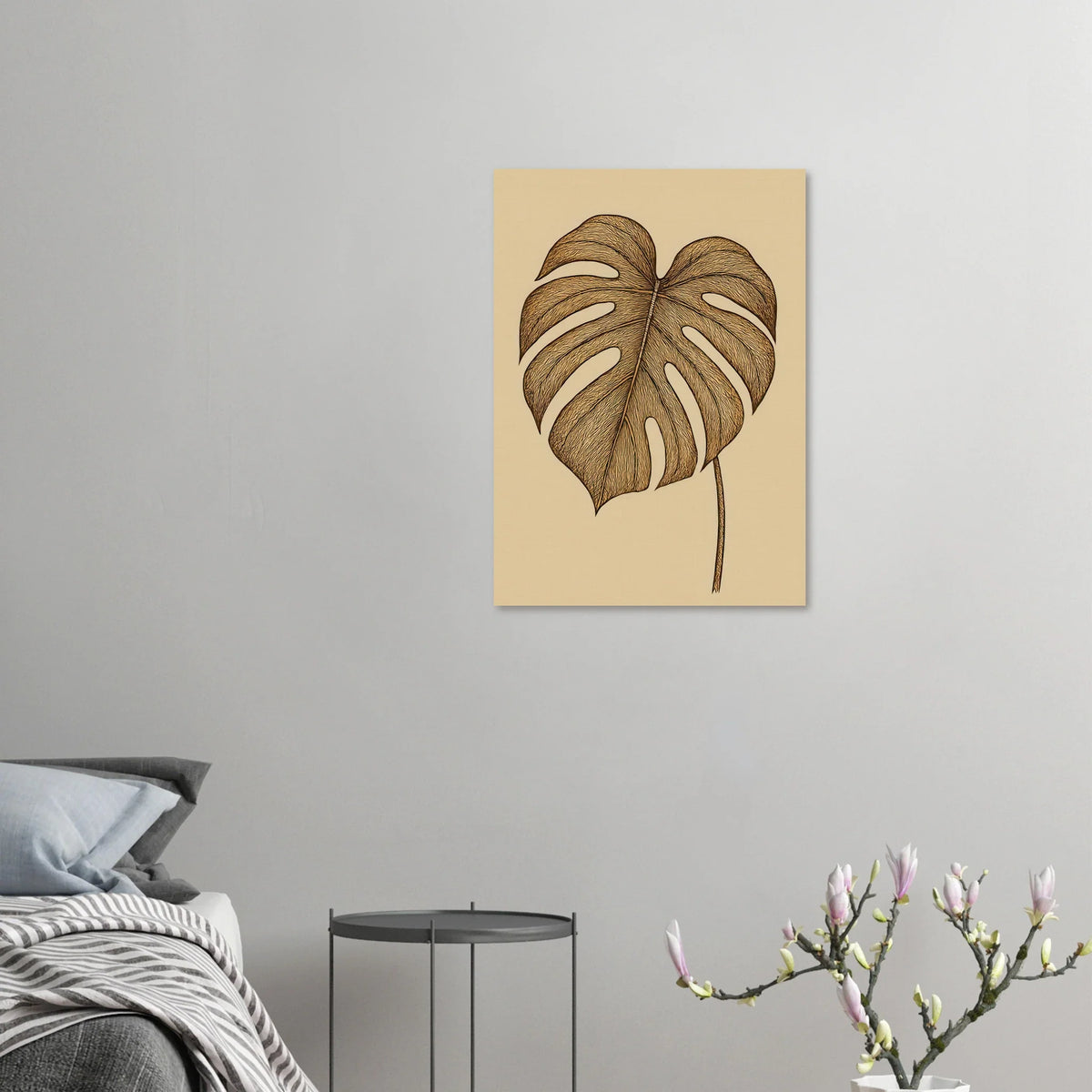 Frukter: Elegant Monstera Leaf Art Print – Elevate Your Space with Nature's Golden Touch, Available in Multiple Sizes