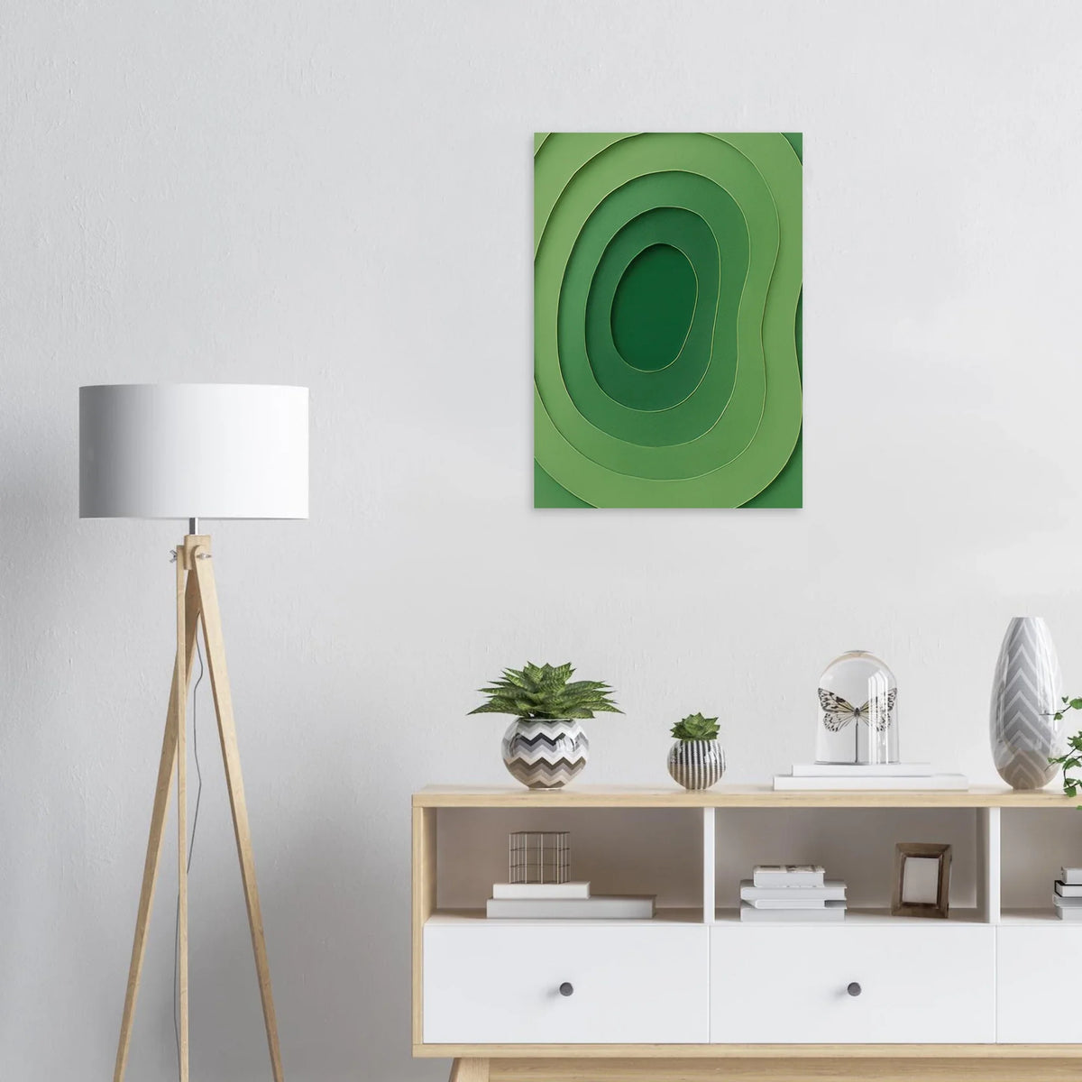 Abstrakt Grön Våg Konsttryck | Minimalistisk Landskapsinspirerad Poster i Flera Storlekar