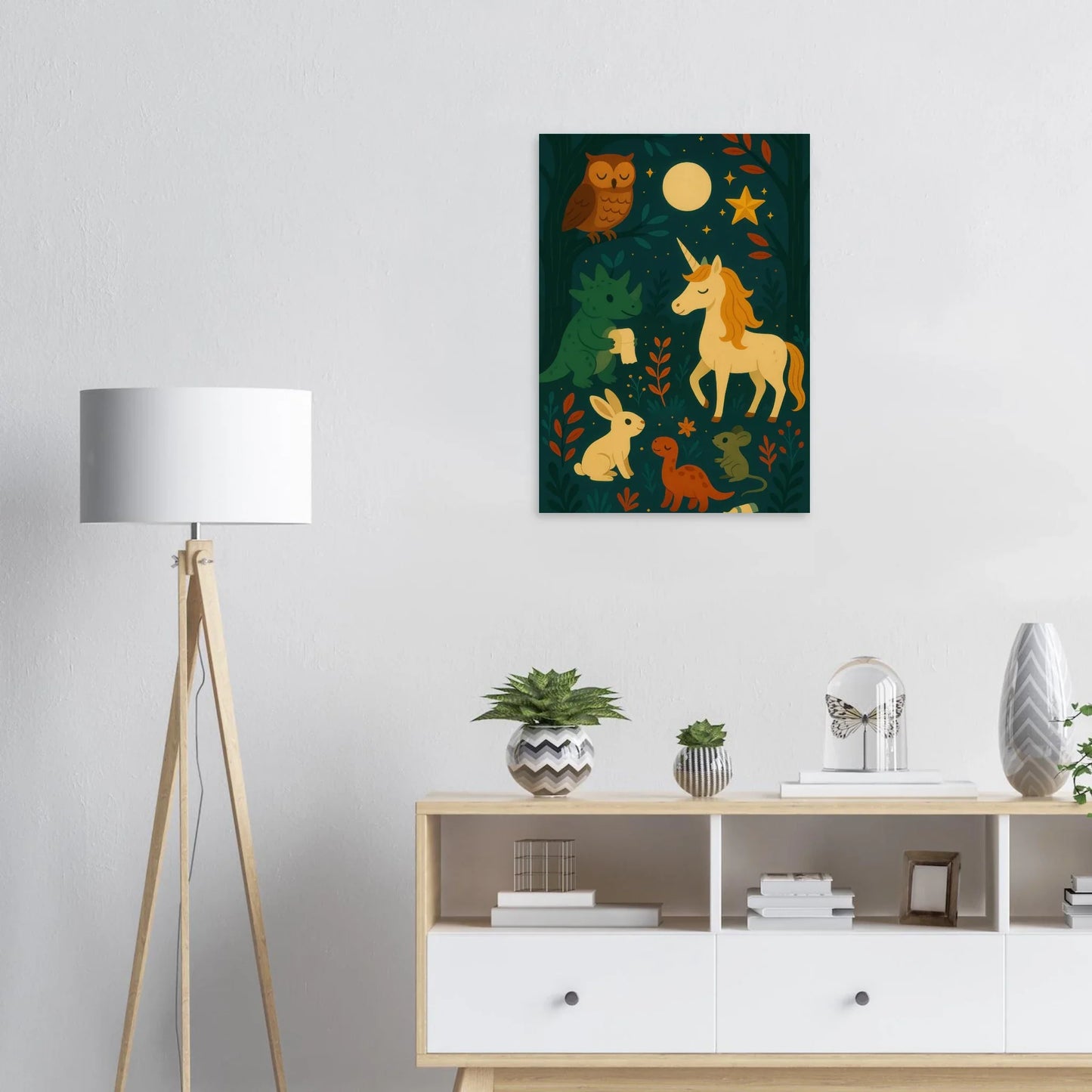 Magical Forest Friends Art Print – Whimsical Woodland Decor for Nursery & Kids' Rooms