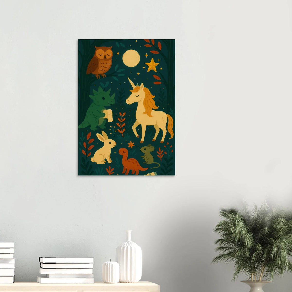 Magical Forest Friends Art Print – Whimsical Woodland Decor for Nursery & Kids' Rooms