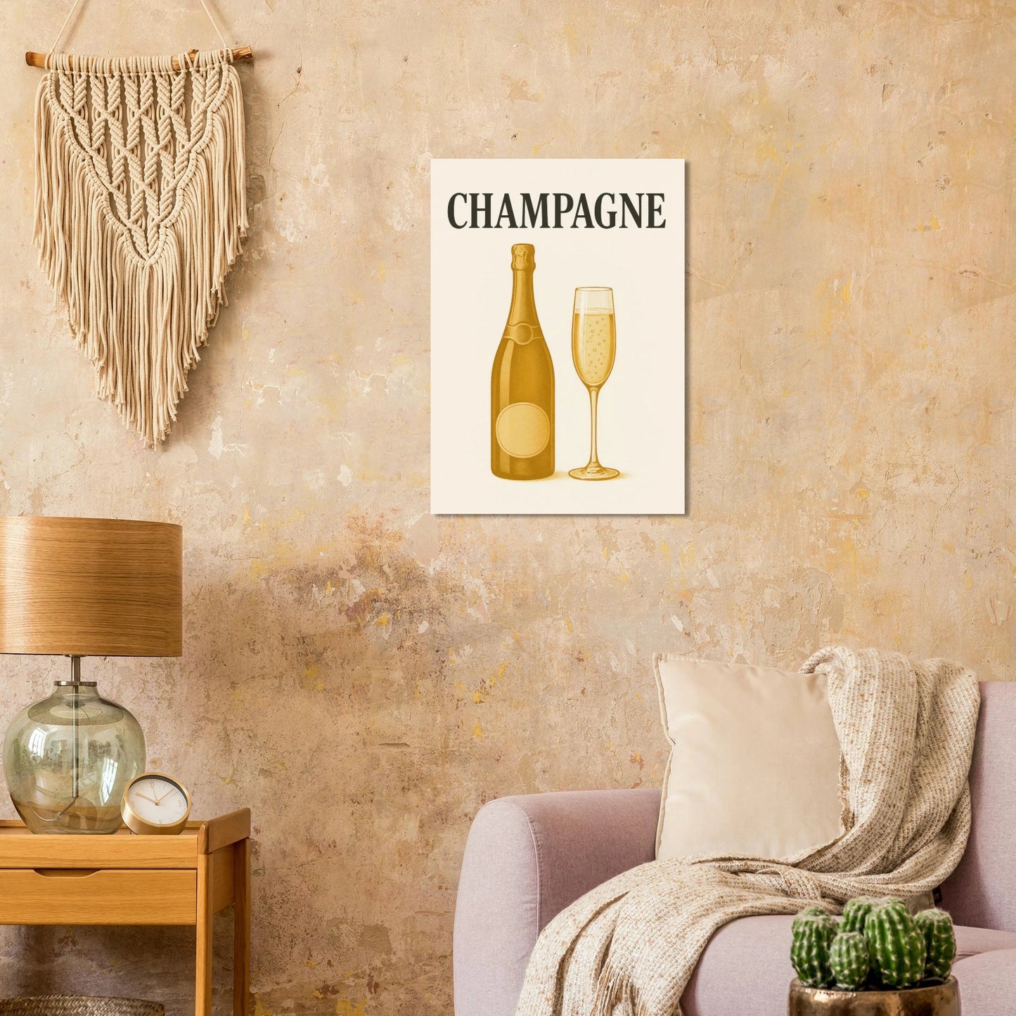 Vintage Champagne Celebration Poster - Elegant Art Print for Your Home Bar or Kitchen