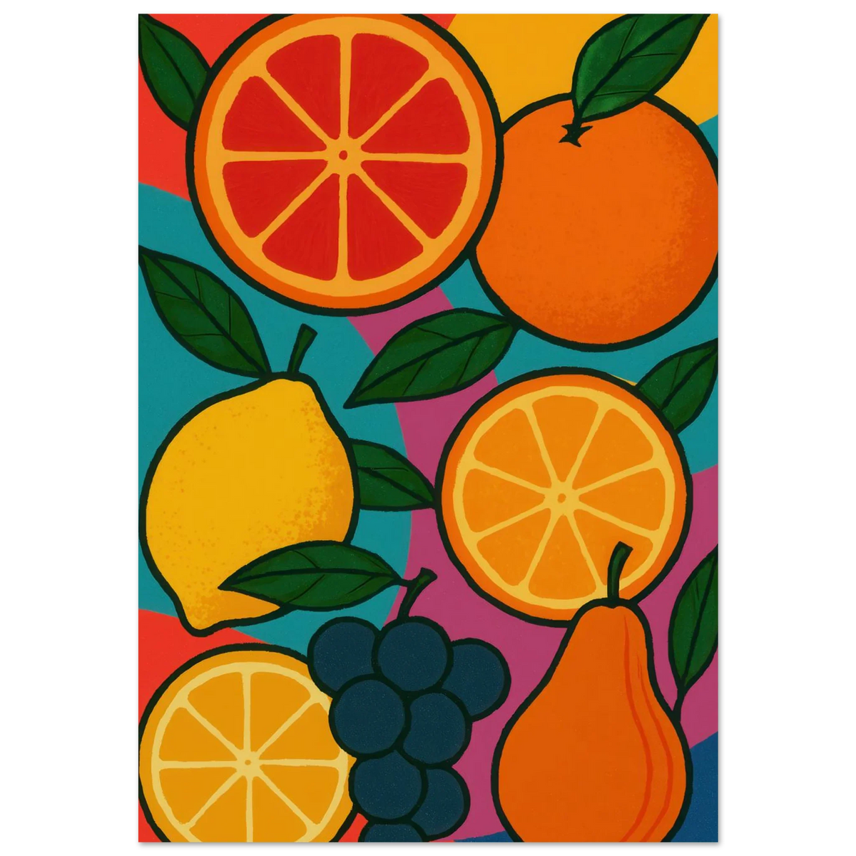 Frukter: Vibrant Pop Art Frukt Poster – Lägg till en färgexplosion i ditt hem
