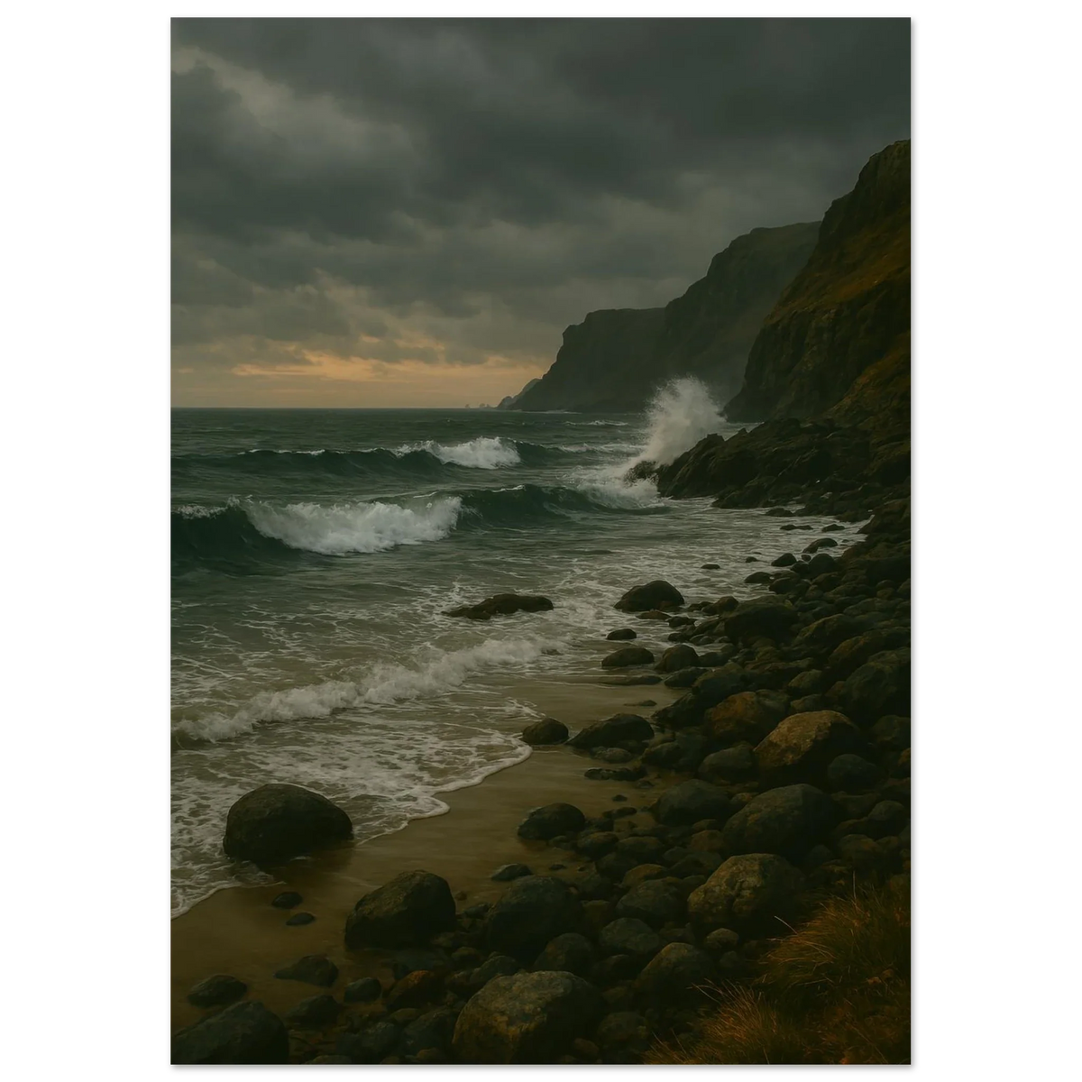 Dramatic Stormy Coastline Poster - "Porshe 911 GT3 Test" Art Print in Various Sizes