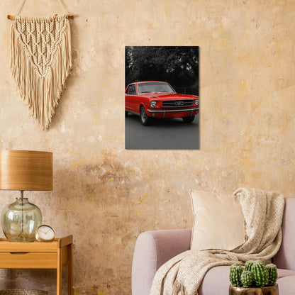 Klassisk Röd Mustang Poster - Tidlös Bilkonst för Entusiasten