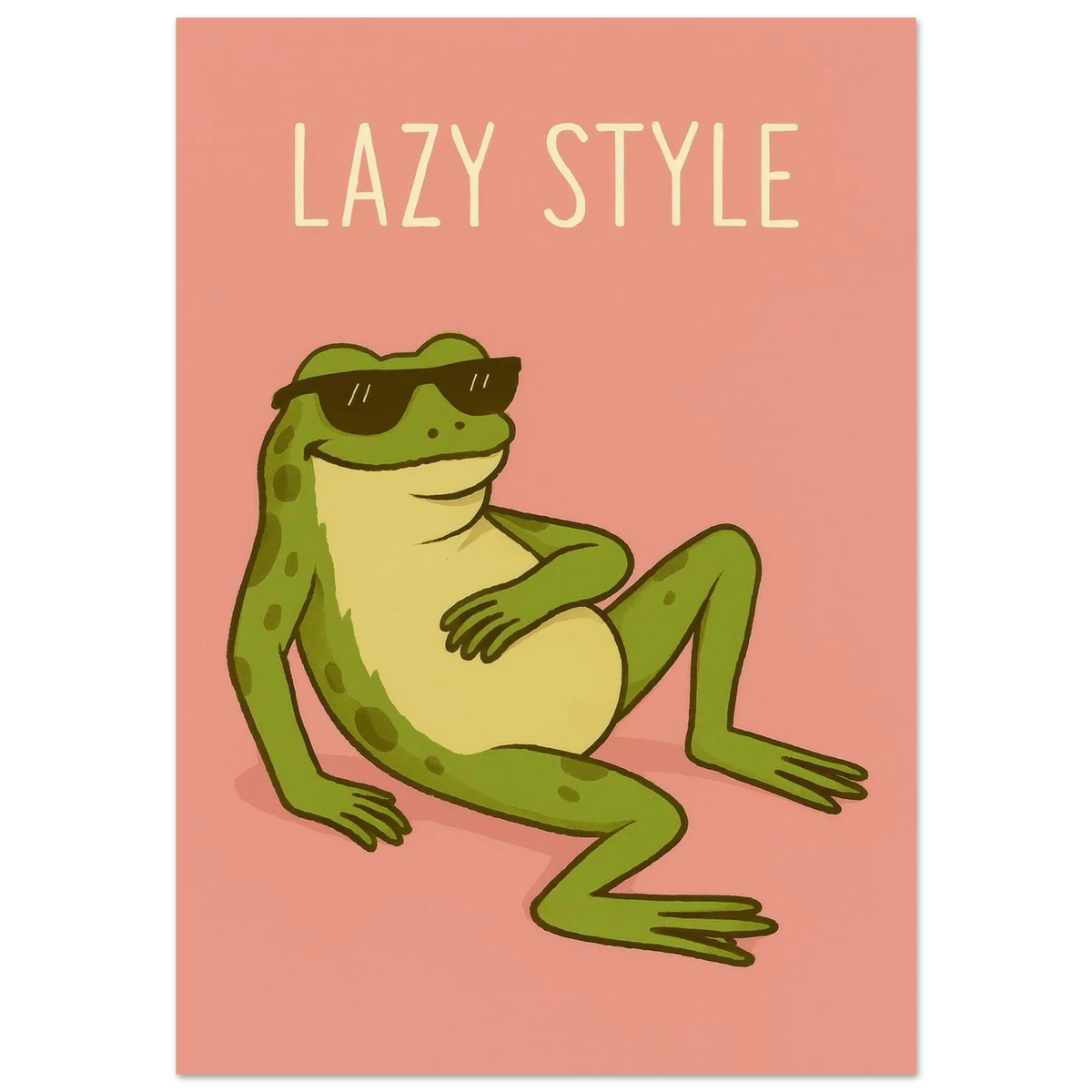 Lazy Style Chillin' Frog Poster – Retro Vibe Art Print