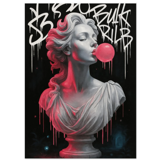 Neon Bust Bubblegum Dream: Striking Pop Art Poster with Vibrant Graffiti Flair, in Your Choice of 29 Sizes