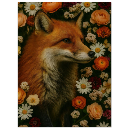 Djur: Blomsterfox – Förtrollande Rävkonsttryck i Levande Färger