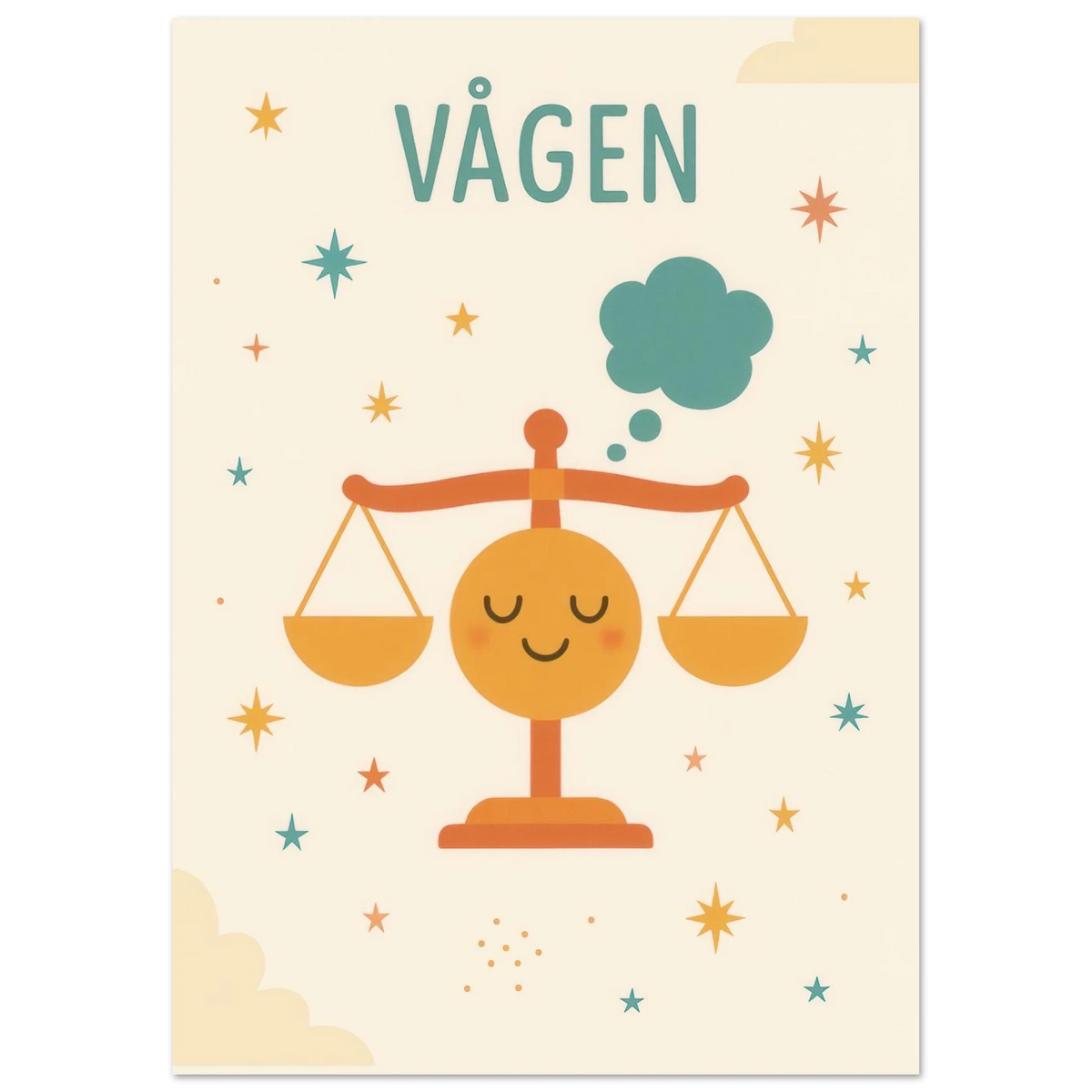 Vågen Zodiac Art Print – Balanserad Design i Mjuk Pastell – Finns i Flera Storlekar