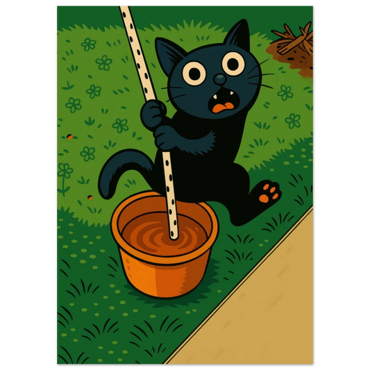 Katt Poster – Katt som Hänger i Ett Rep – Premium Halvblank Papperskonst
