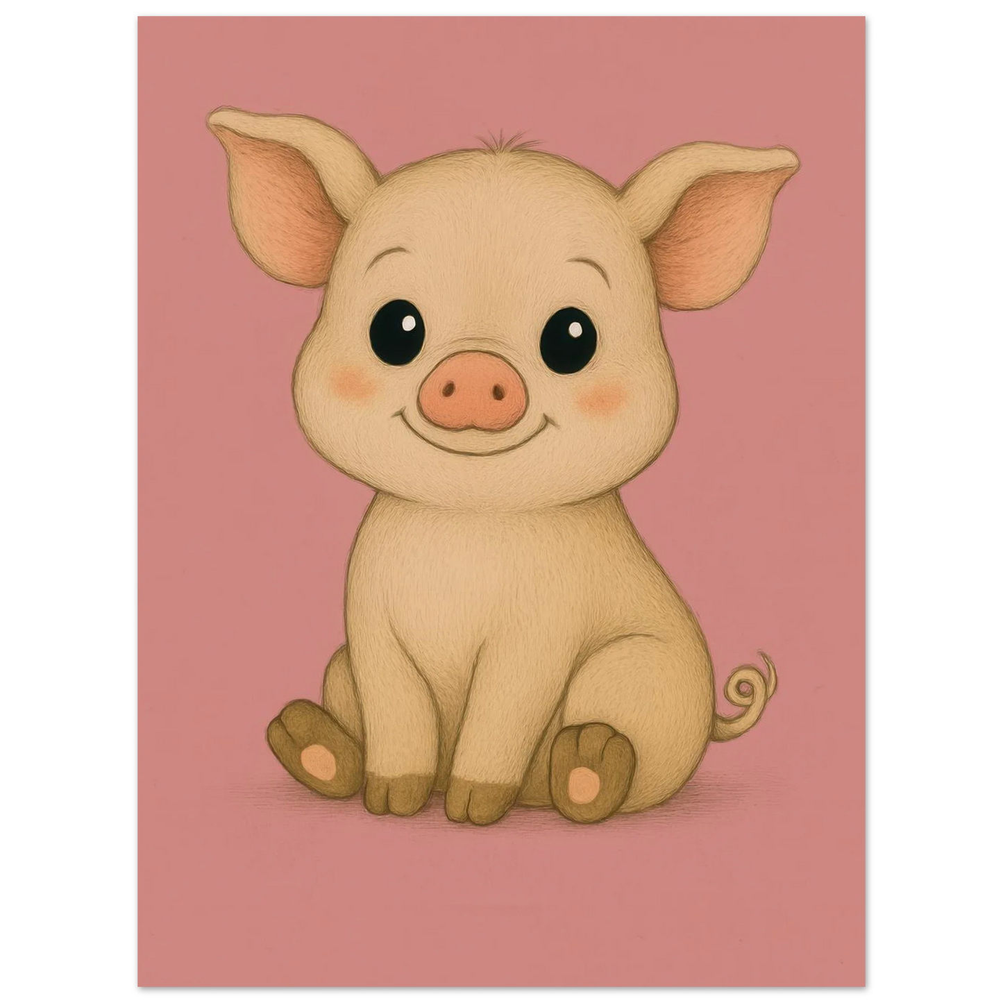 Charming Baby Piglet Art Print – Adorable Farmhouse Decor for Nursery & Kids' Rooms