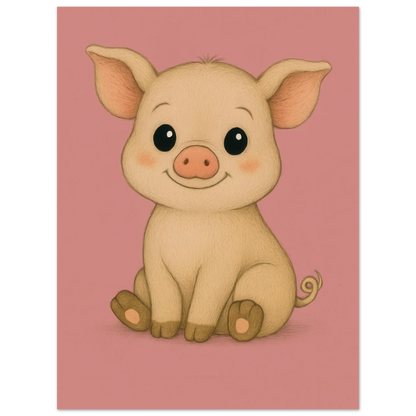 Charming Baby Piglet Art Print – Adorable Farmhouse Decor for Nursery & Kids' Rooms