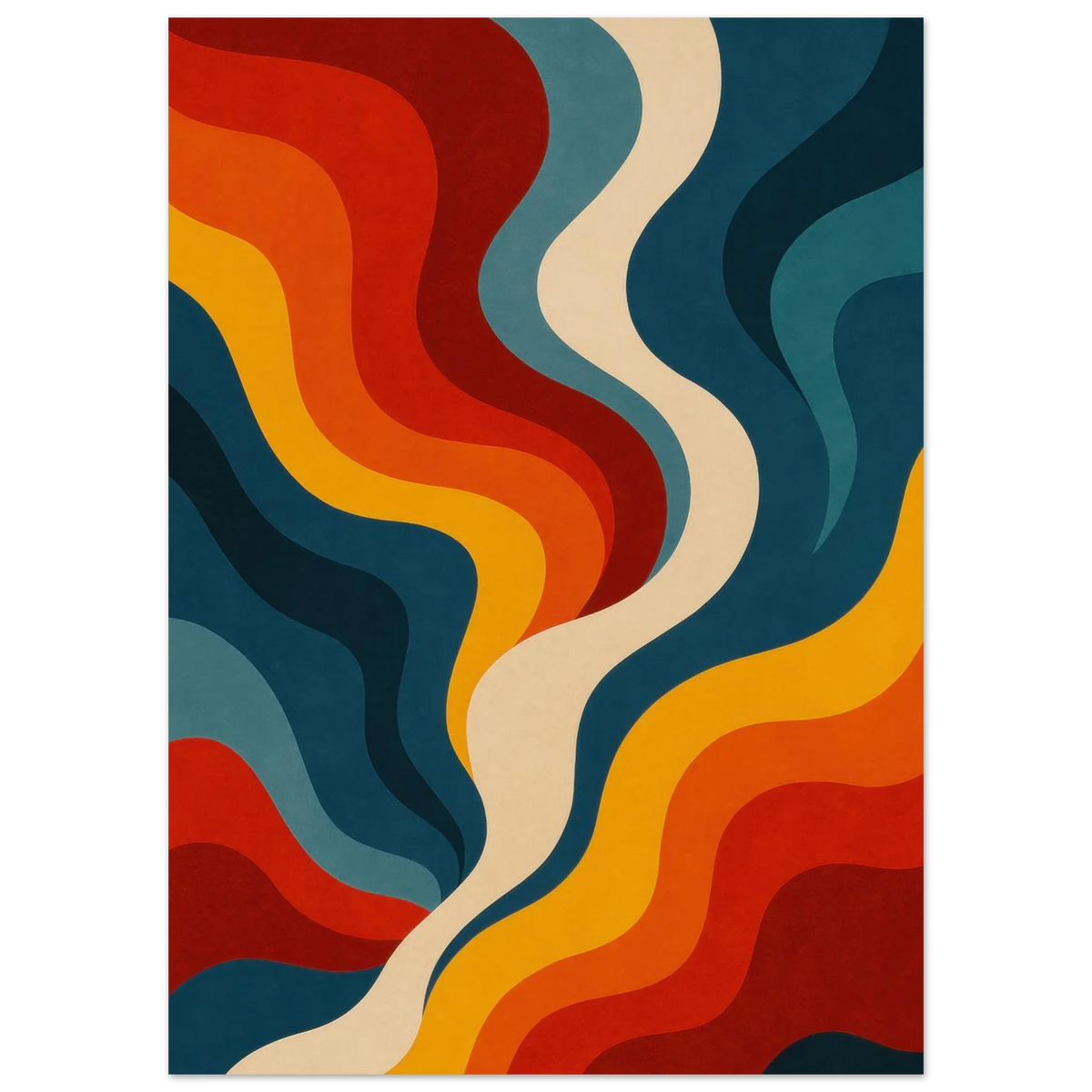 Retro Wave Abstract Art Poster – Vibrant 70s Flow Design in Your Choice of 29 Sizes