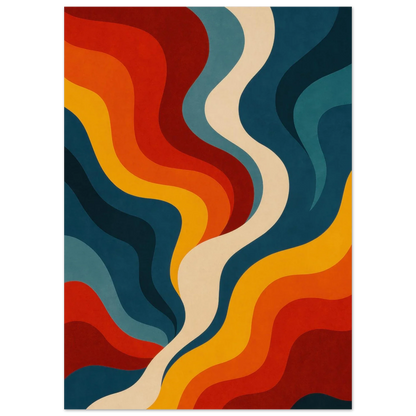 Retro Wave Abstract Art Poster – Vibrant 70s Flow Design in Your Choice of 29 Sizes