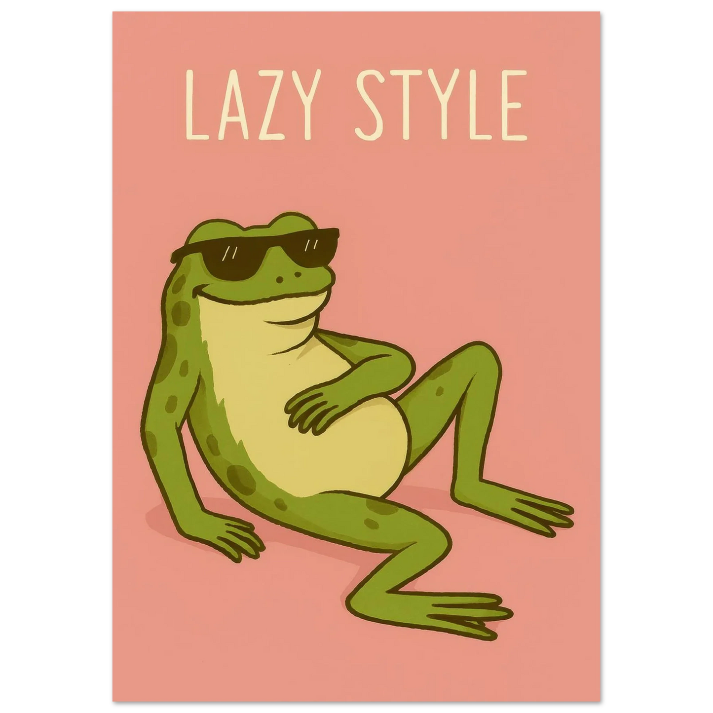 Lazy Style Chillin' Frog Poster – Retro Vibe Art Print