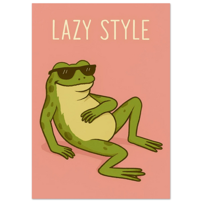 Lazy Style Chillin' Frog Poster – Retro Vibe Art Print