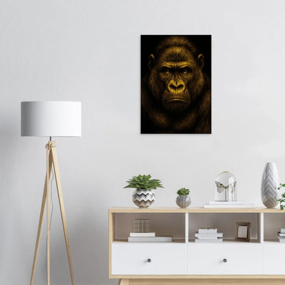Djur: Gyllene Gorilla Konsttryck – Uttrycksfull Väggkonst i Olika Storlekar