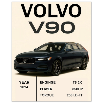 Volvo V90 2024 Art Print: Elegant Swedish Design for Your Space