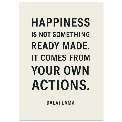 Dalai Lama 'Happiness' Quote Art Poster - Minimalist Black & Cream Inspirational Print in Various Sizes