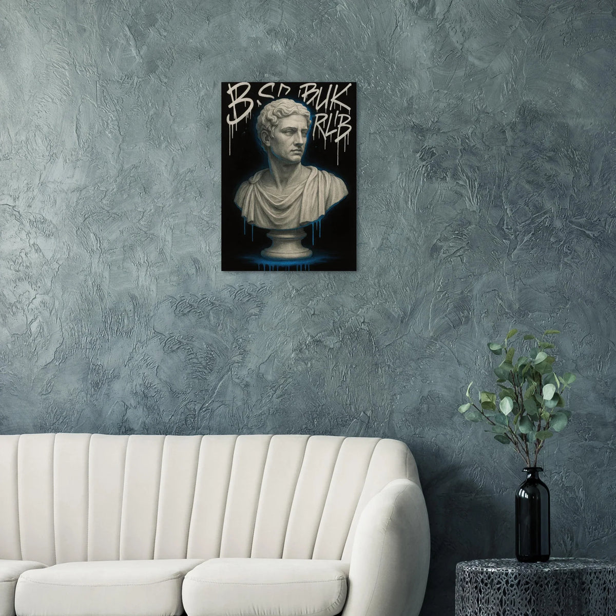 Neon Drip Roman Bust Poster – Classic Art with a Modern Edge, Available in 29 Sizes