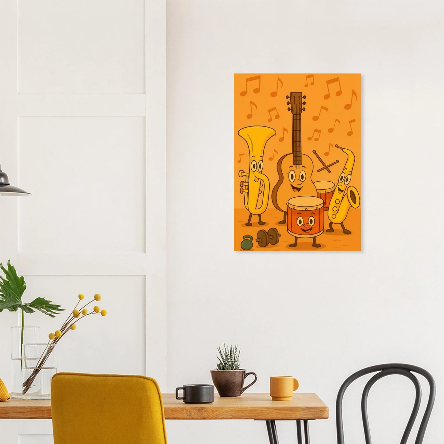 Melodiösa Vänner: Lekfull Poster med Musikinstrument för Barnrummet i Olika Storlekar