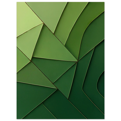 Abstrakt Minimalistisk Grön Geometri Konsttryck – Väggkonst i Nyanser av Skog och Limegrön