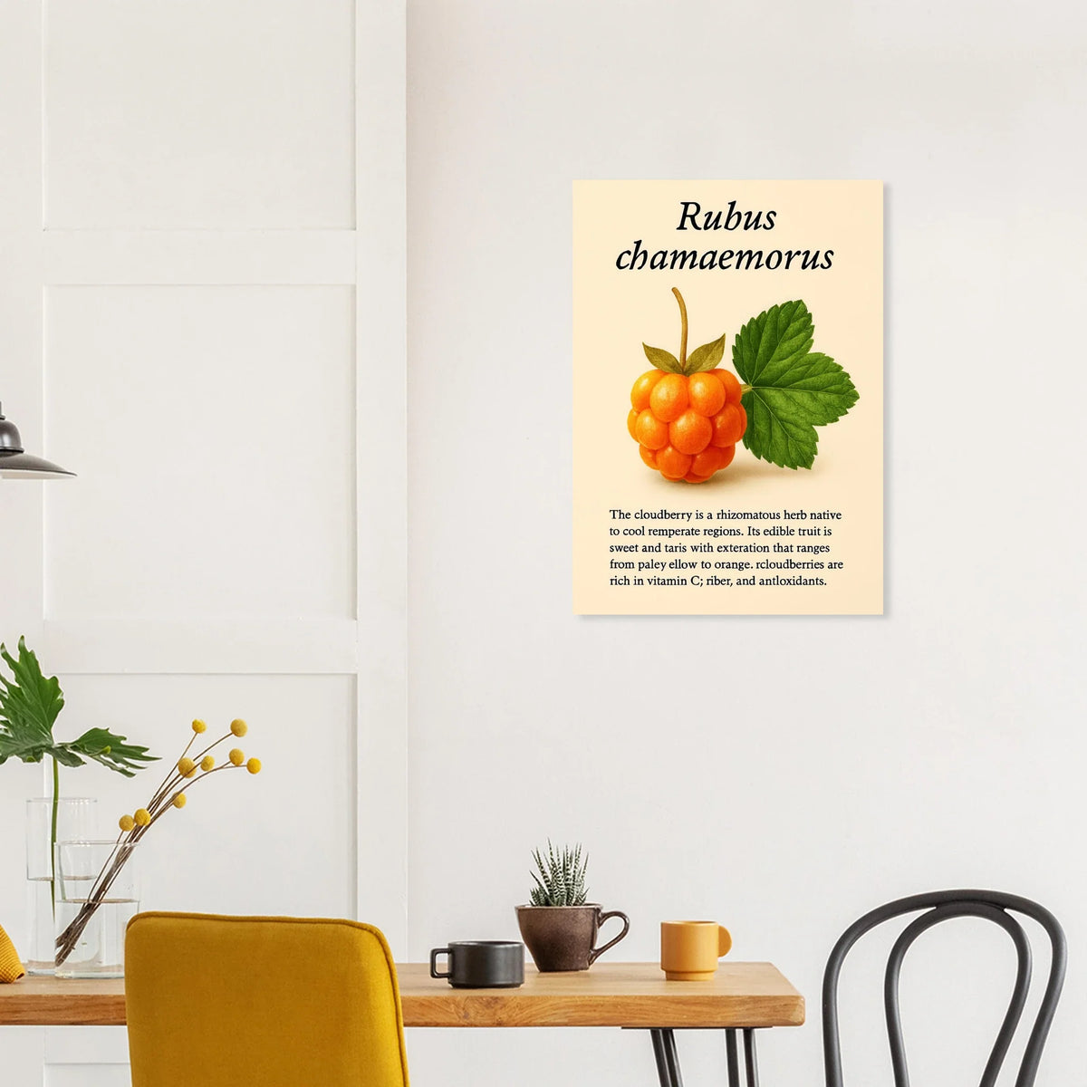 Rubus Chamaemorus Cloudberry Botanical Print - Vibrant Orange Fruit Wall Art Poster in Multiple Sizes