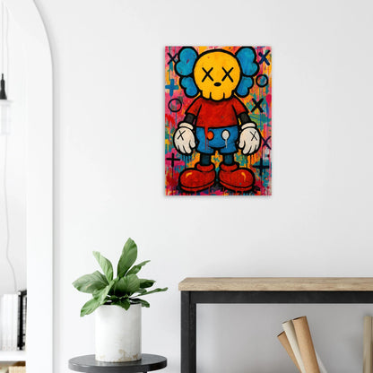 Pop Art Poster - Mickey Mouse Inspired Character with Skull Face Design