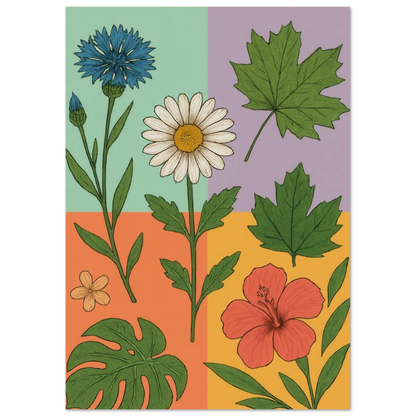 Frukter Botanisk Konsttryck – Levande Blommor och Blad på Premium Papper, Välj Din Storlek
