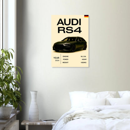 Audi RS4 Sportig Design Affisch – Premium Konsttryck med Halvblank Finish för Bilentusiaster
