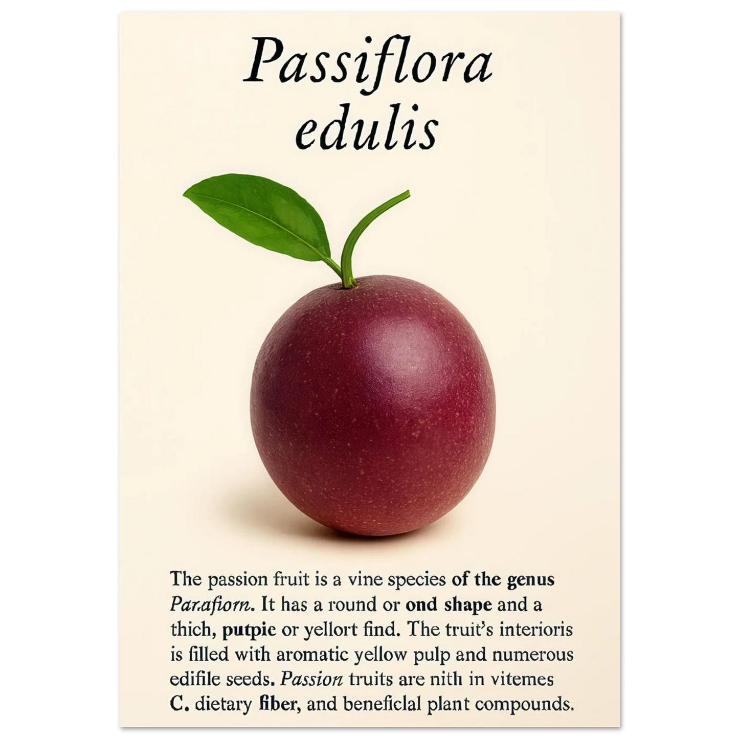 Passiflora Edulis Art Print – Vibrant Passion Fruit Botanical Poster