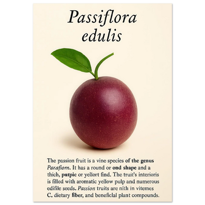 Passiflora Edulis Art Print – Vibrant Passion Fruit Botanical Poster