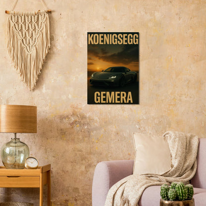 Koenigsegg Gemera Sunset Drive Poster – Premium Automotive Art Print for Car Enthusiasts