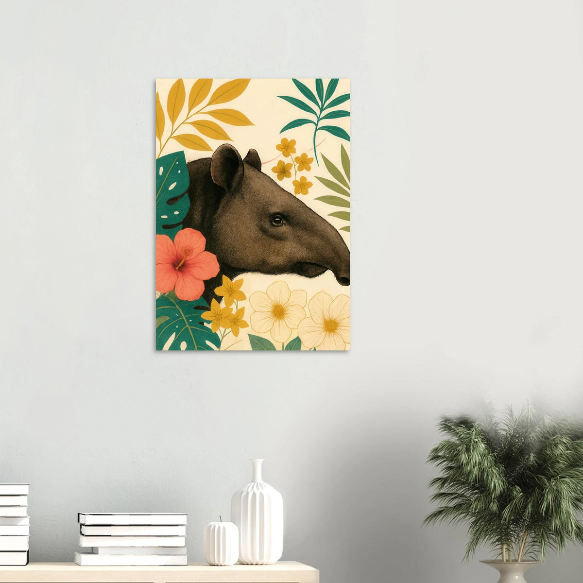 Tropicana Tapir Konstavla – Djurmotiv med Vibrerande Flora