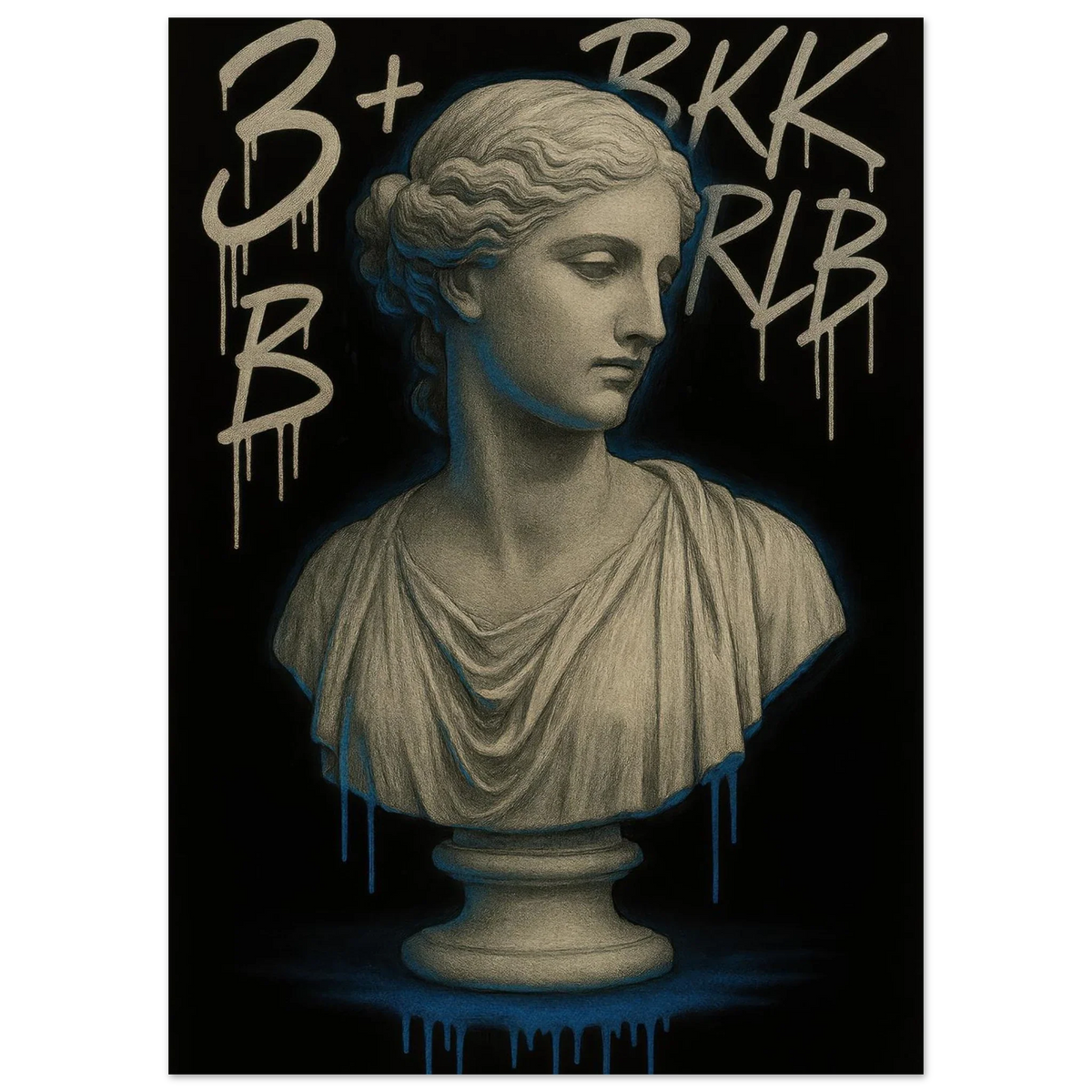 Urban Goddess Graffiti Bust Poster - Modern Art Print