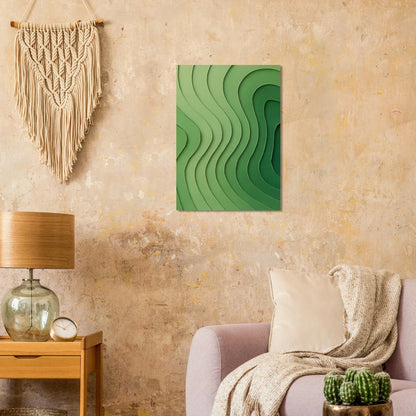 Abstrakt Grön Våg Konsttryck | Minimalistisk Landskapsaffisch i olika storlekar