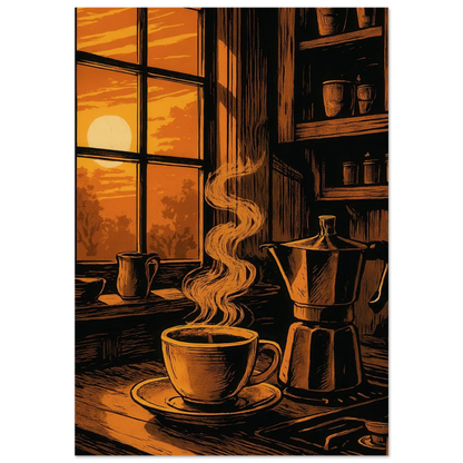 Frukter: "Warm Morning Brew" Konsttryck – Mysig Kökskonst för Hemmet