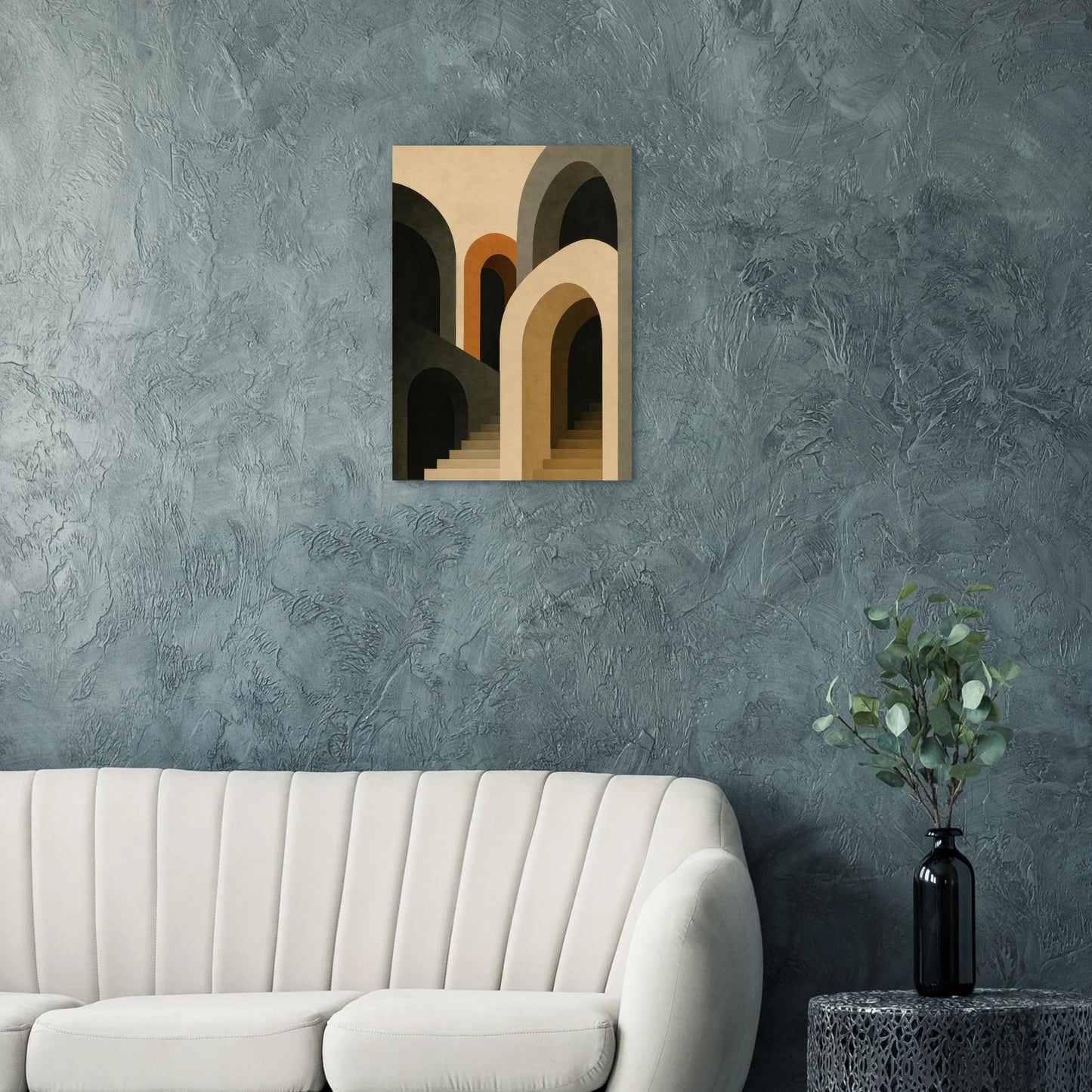 Abstract Arches & Stairs Poster - Modern Minimalist Wall Art in Earth Tones
