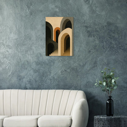 Abstract Arches & Stairs Poster - Modern Minimalist Wall Art in Earth Tones