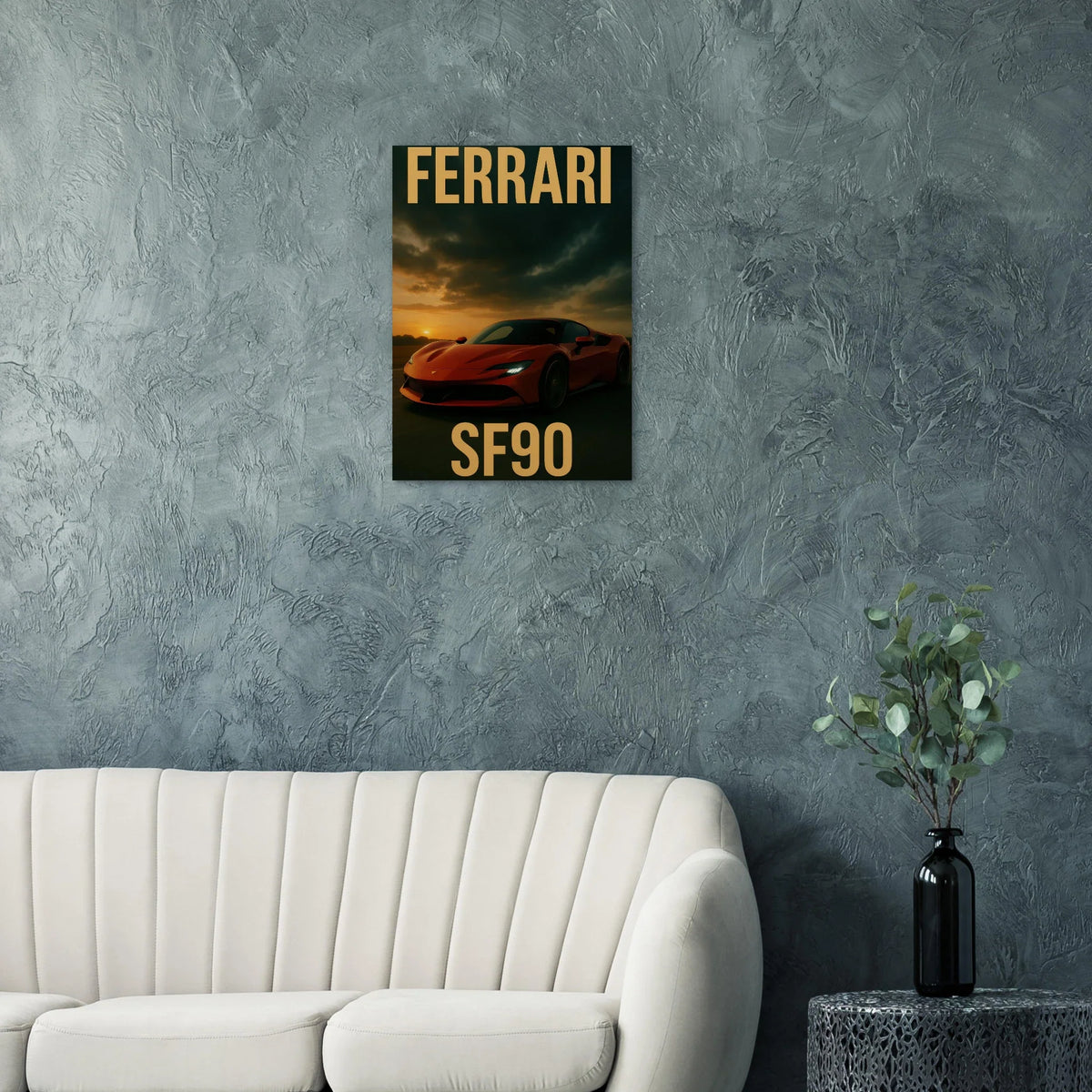 Ferrari SF90 Sunset Drive Poster – Premium Quality Car Art in Multiple Sizes
