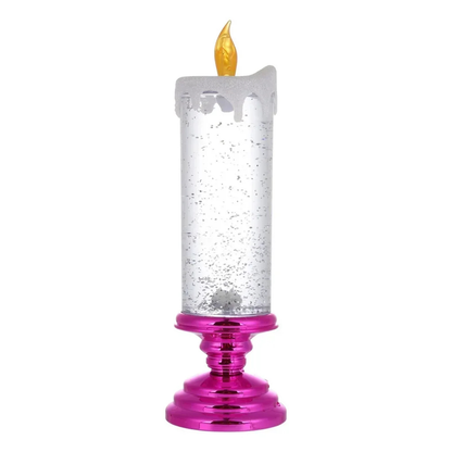 LED Glitter Candle with Pedestal Base