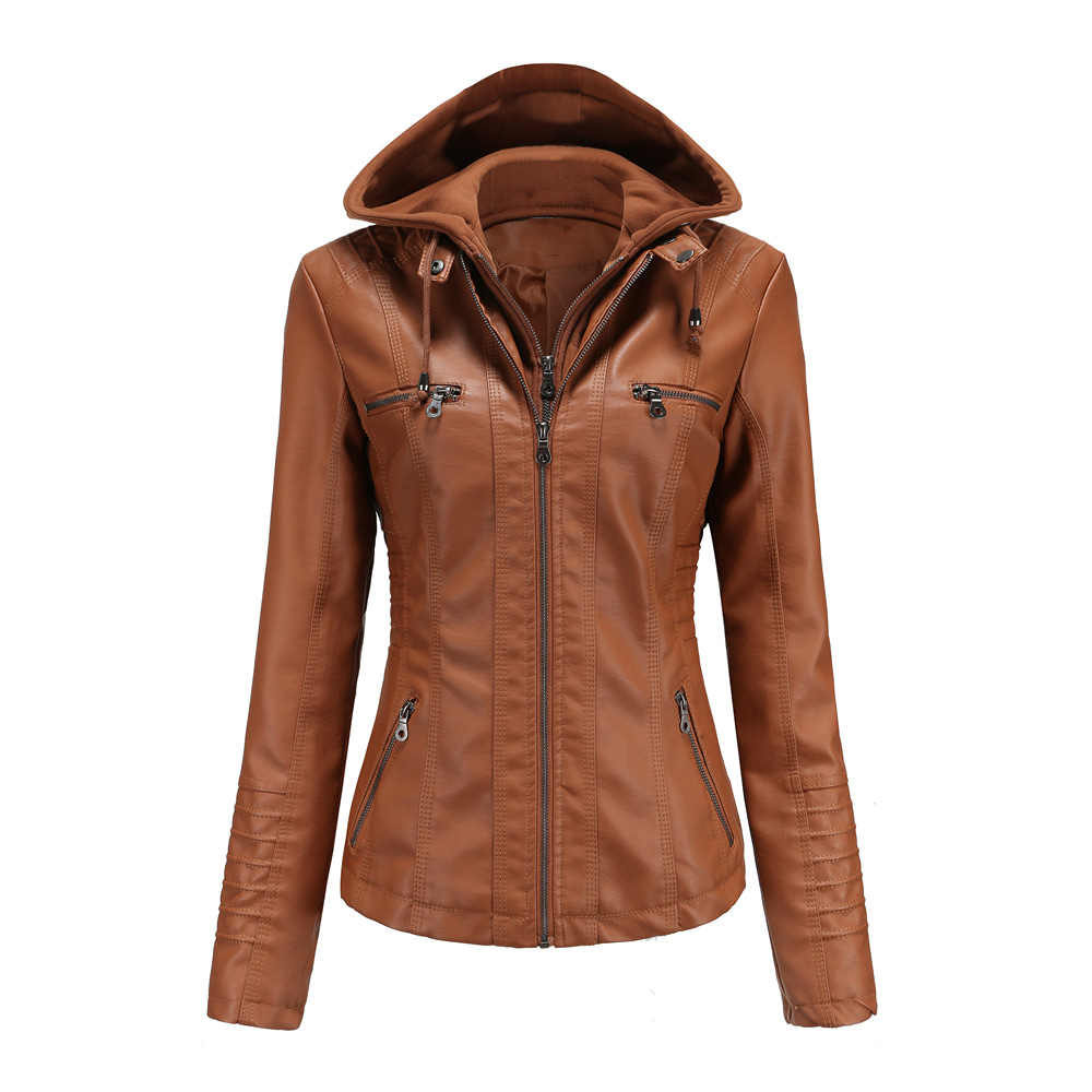 Hooded PU Leather Jacket