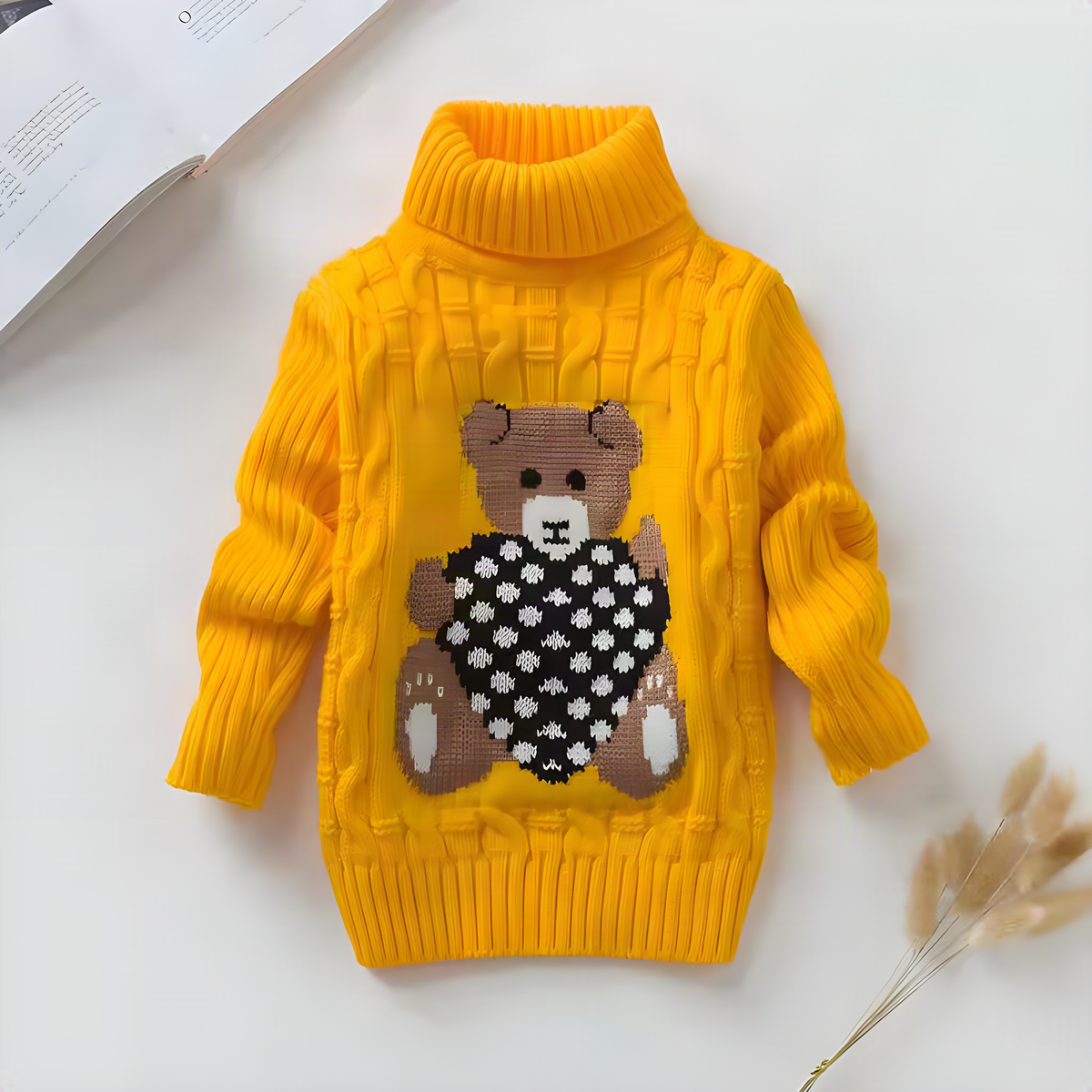 Bear Turtleneck Kids Sweater