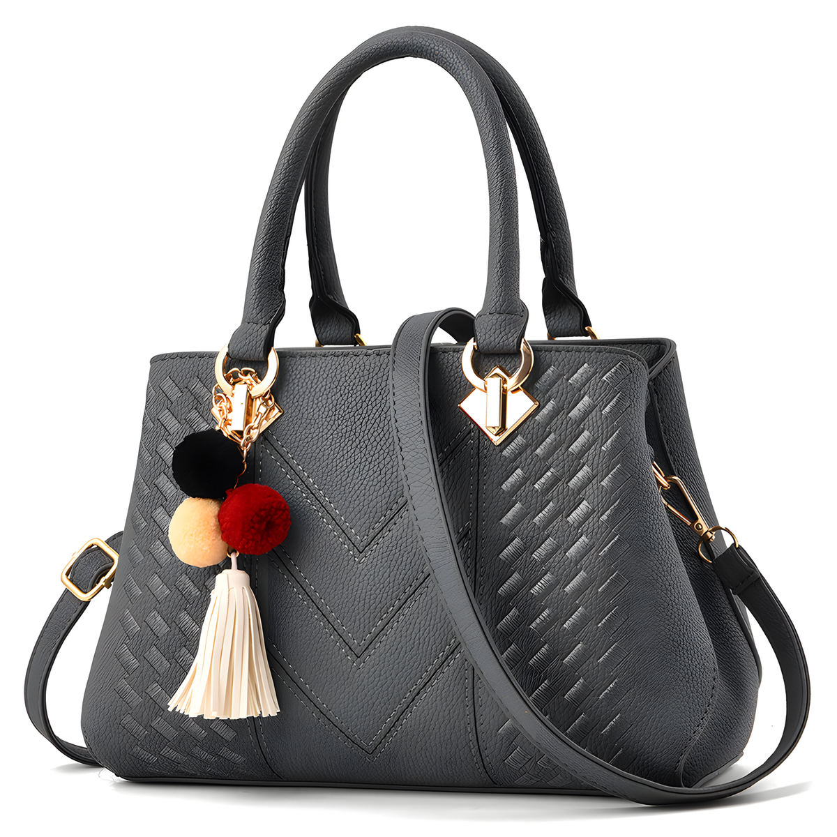 Textured Top-Handle Handbag