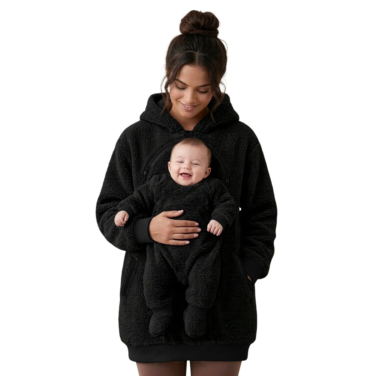 Sherpa Fleece Baby Pouch Hættetrøje