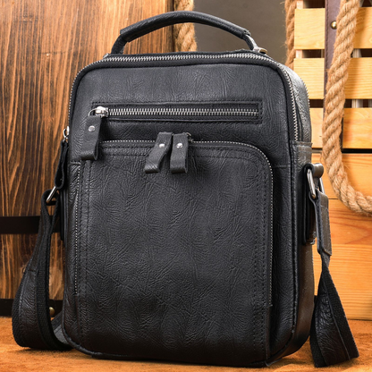 Multi-Zip Shoulder Messenger Bag