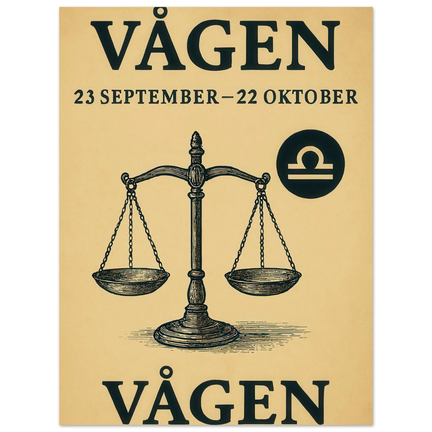 Retro Vågen Stjärntecken Konsttryck – Elegant Vintage Zodiac Poster