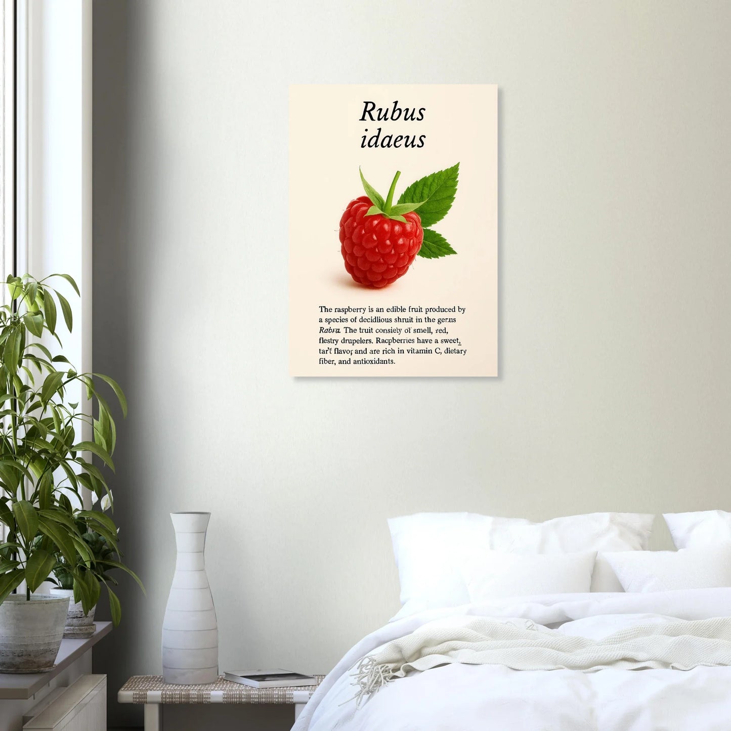 Frukter: Vibrant Rubus Idaeus Raspberry Botanical Art Print – Rich Red Hues for Your Home or Kitchen