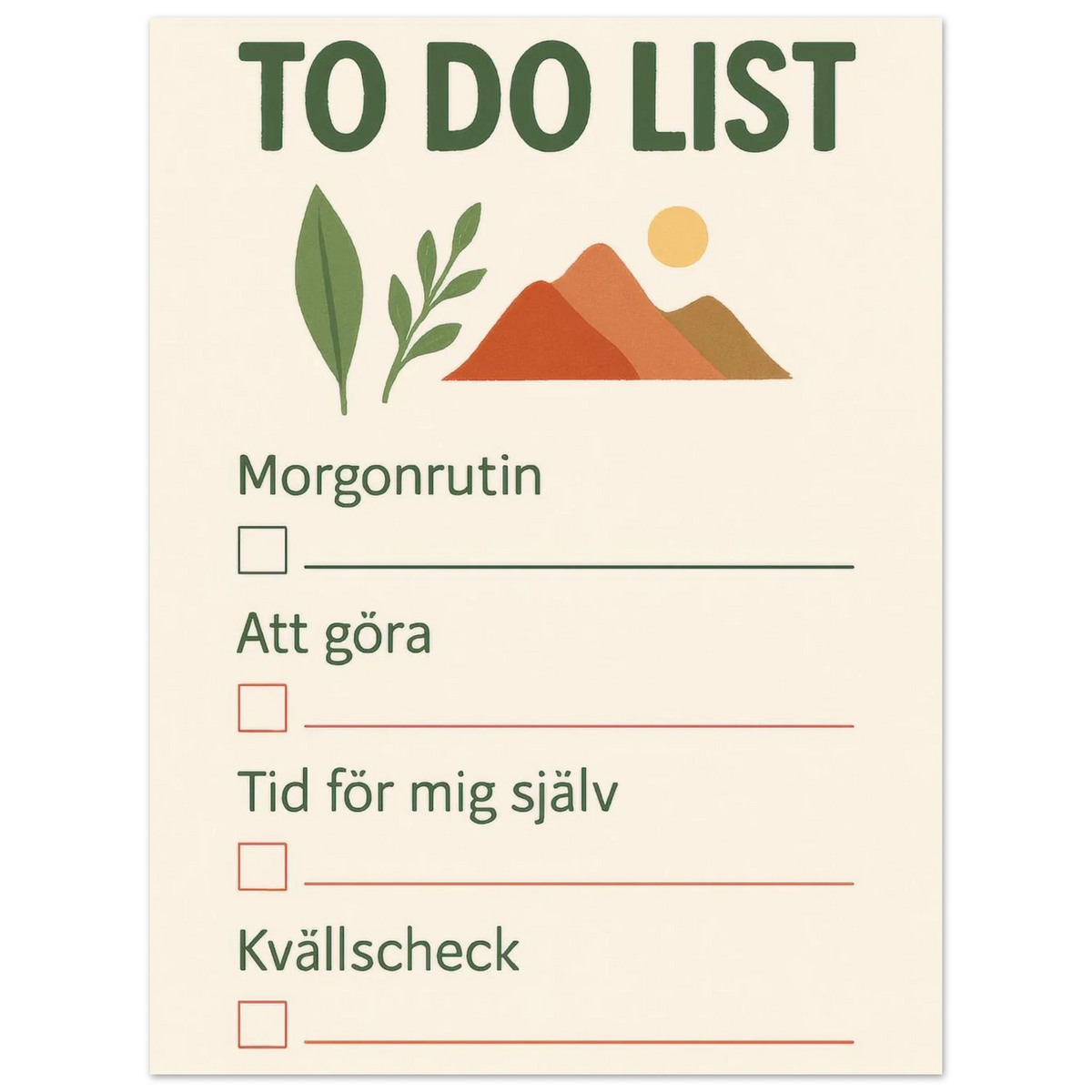 Minimalistisk Att Göra-Lista Poster – Fånga Dagen med Naturinspirerad Konst