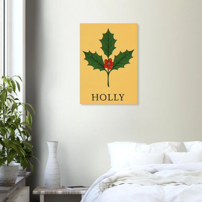 Frukter Botanisk Holly Print – Tidlös Väggkonst med Lyserande Bär & Löv i Dina Val av Storlekar